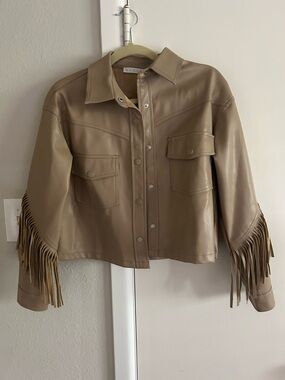 Karlie faux leather Fringe top